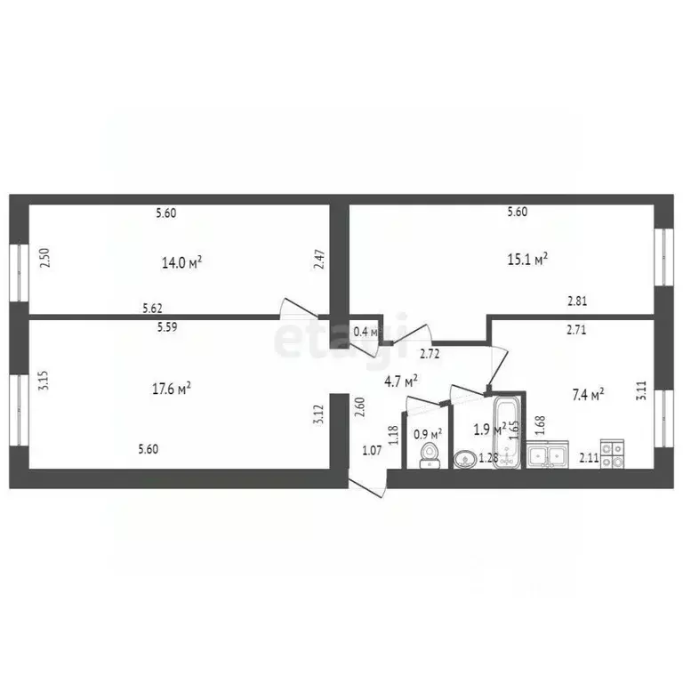 3-к кв. Башкортостан, Стерлитамакский район, Отрадовский сельсовет, с. ... - Фото 2