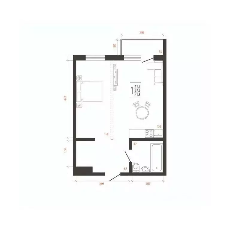 1-к кв. Иркутская область, Иркутск Сарафановская ул. (41.3 м) - Фото 1