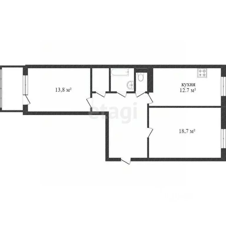 2-к кв. Ханты-Мансийский АО, Сургут ул. Крылова, 36 (65.3 м) - Фото 1