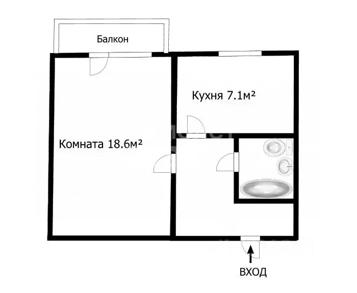 1-к кв. Томская область, Томск ул. Карла Ильмера, 25 (36.6 м) - Фото 1