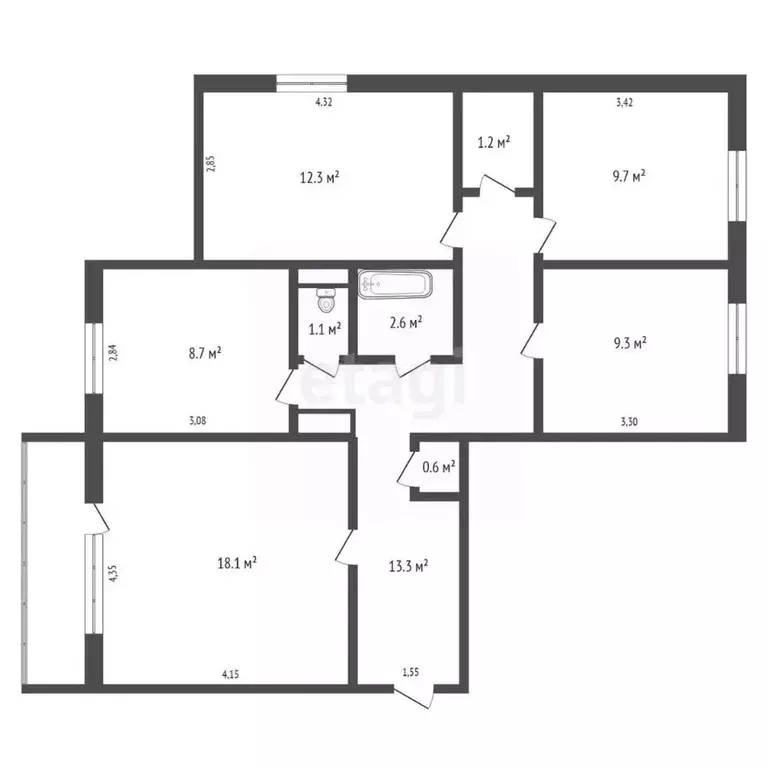 4-к кв. Кемеровская область, Крапивинский муниципальный округ, ... - Фото 2