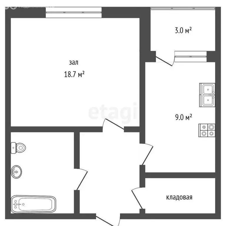 1-комнатная квартира: Кремёнки, Кремёнки, Лесная улица, 7 (36.5 м) - Фото 0