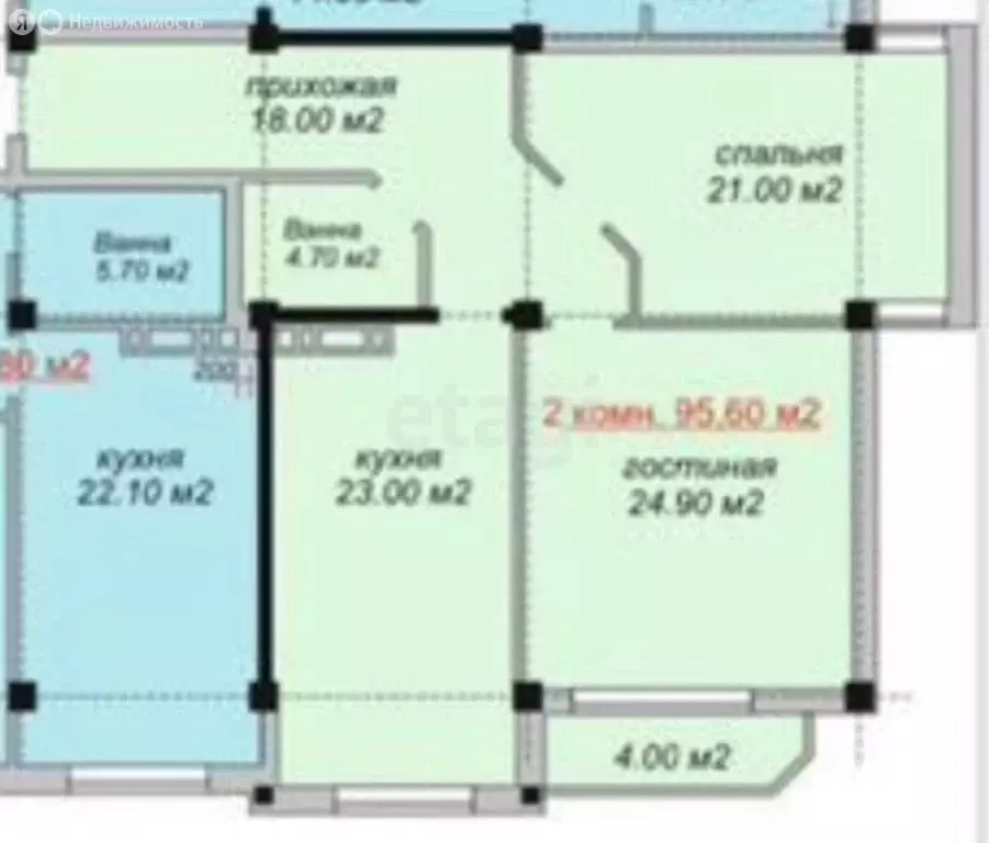 2-комнатная квартира: Махачкала, улица Абдулхамида Юсупова, 15 (95.6 ... - Фото 1