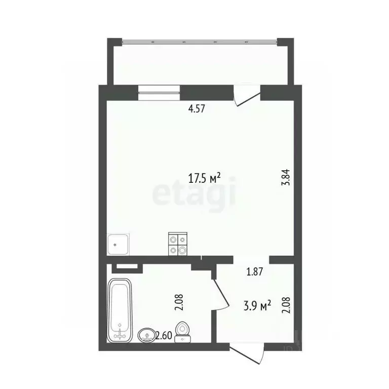 Студия Тюменская область, Тюмень ул. Обдорская, 1 (26.5 м) - Фото 1