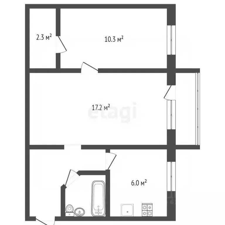 2-к кв. Кемеровская область, Юрга Московская ул., 42 (43.5 м) - Фото 1