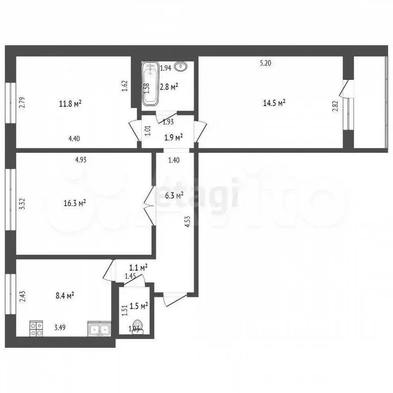 3-к. квартира, 66 м, 2/10 эт. - Фото 0