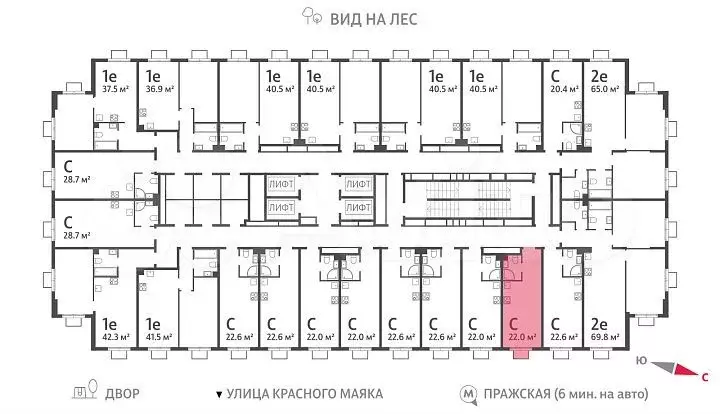 Квартира-студия, 22 м, 19/23 эт. - Фото 1