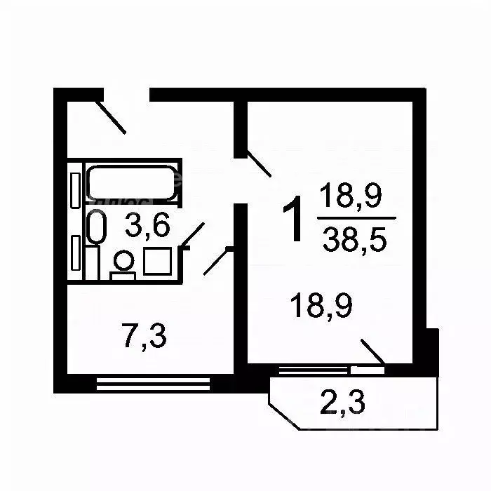 1-к кв. Москва Новомарьинская ул., 34 (38.5 м) - Фото 1
