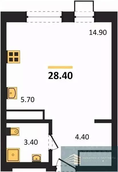 Студия Воронежская область, Воронеж бул. Содружества, 6 (28.4 м) - Фото 1