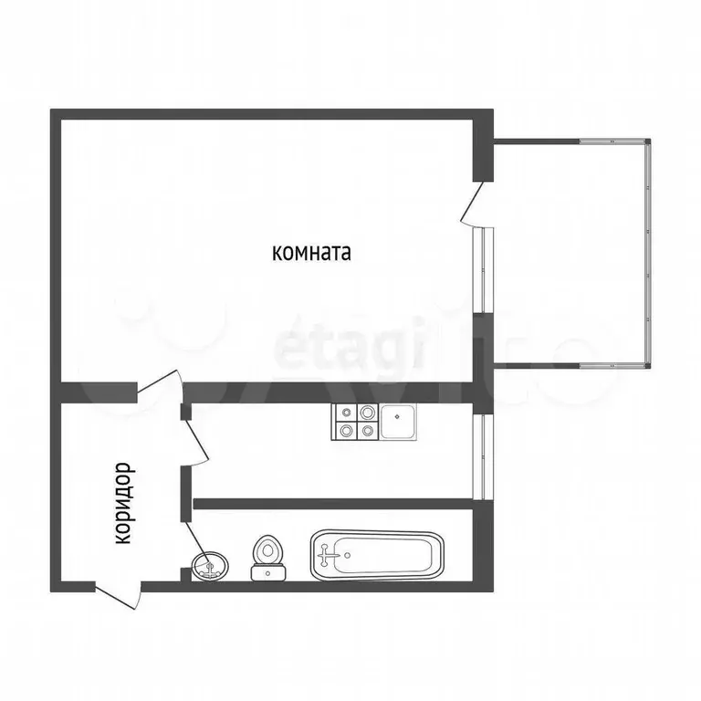 1-к. квартира, 27,2 м, 3/3 эт. - Фото 0