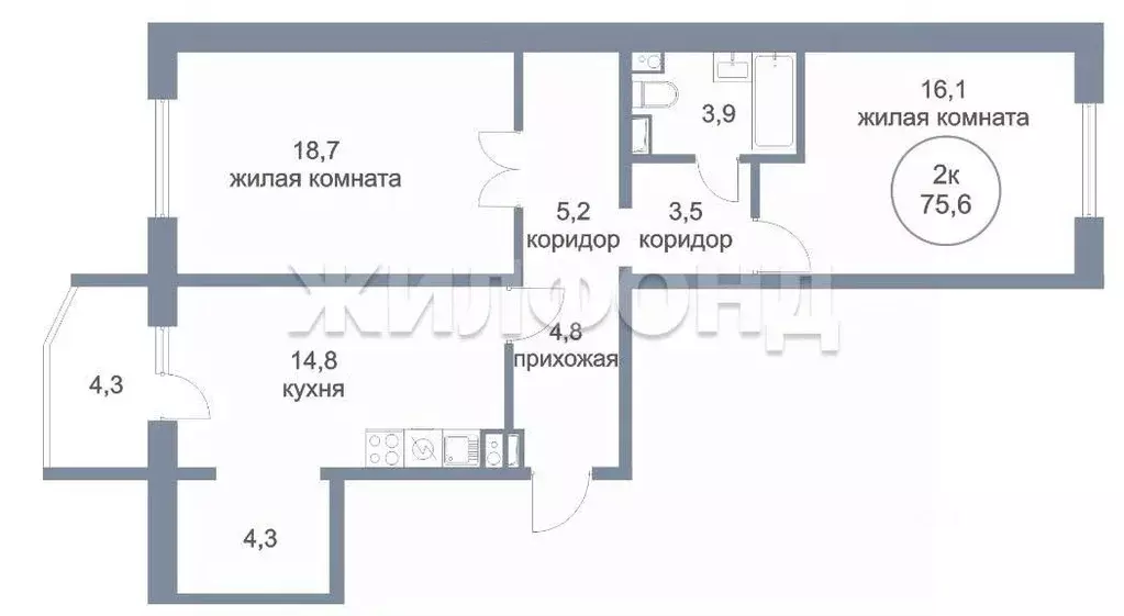 2-к кв. Ханты-Мансийский АО, Нефтеюганск 6-й мкр, 11 (75.6 м) - Фото 1