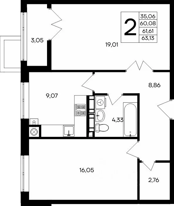 2-к кв. Крым, Евпатория  (62.19 м) - Фото 1