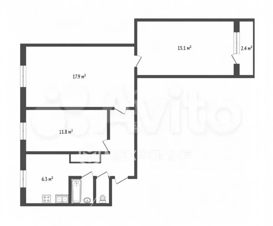3-к. квартира, 61 м, 8/9 эт. - Фото 0