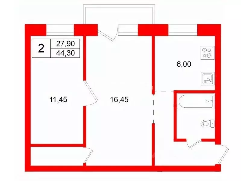 2-к кв. Ленинградская область, Коммунар г. Гатчинский муниципальный ... - Фото 2