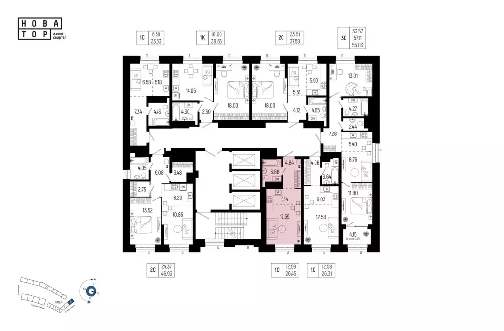 1-к кв. Башкортостан, Уфа Глумилино-1 мкр, Новатор жилой комплекс ... - Фото 2