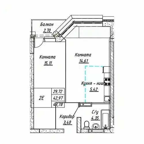 2-к кв. Алтайский край, Барнаул ул. Шевченко, 135 (43.78 м) - Фото 1