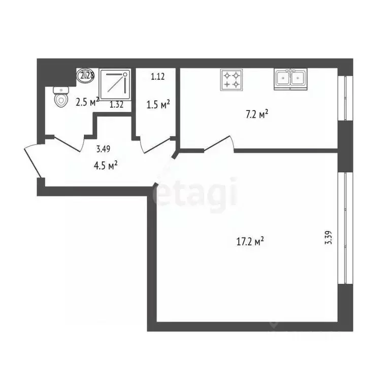 1-к кв. Калининградская область, Калининград просп. Мира, 122 (33.1 м) - Фото 2