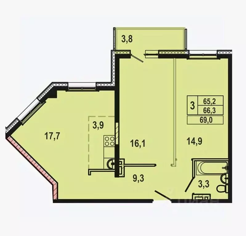 3-к кв. Иркутская область, Иркутск Ново-Ленино мкр, 1-й Ленинский ... - Фото 0