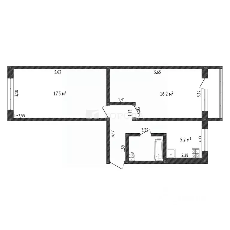 2-к кв. Кемеровская область, Новокузнецк Октябрьский просп., 7 (48.0 ... - Фото 2