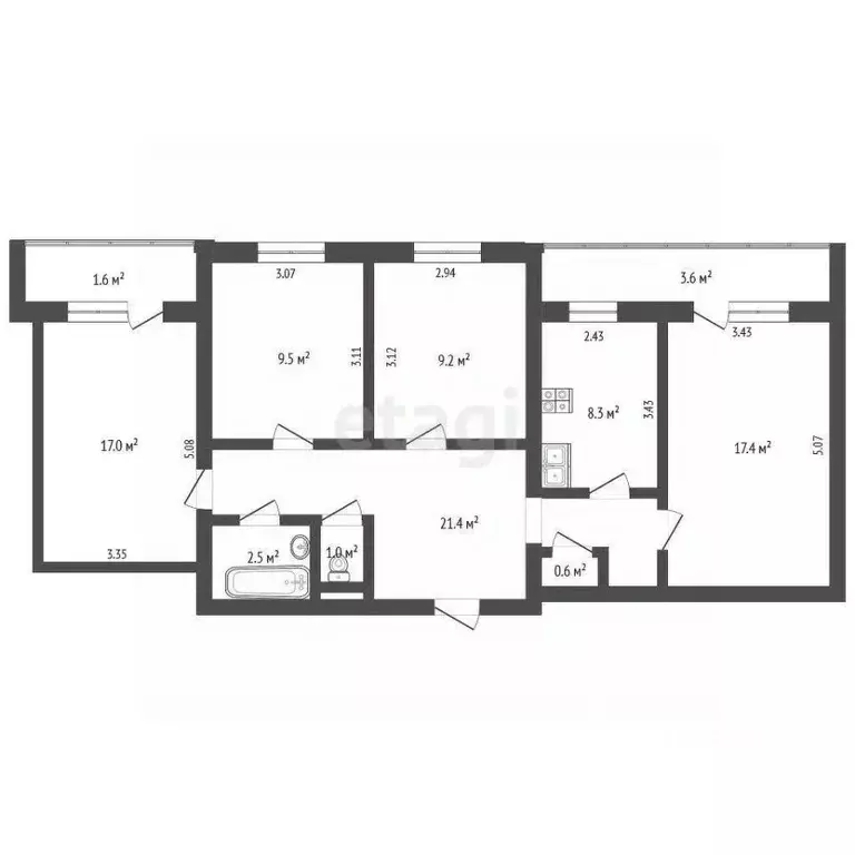 4-к кв. Татарстан, Альметьевск Советская ул., 153В (90.0 м) - Фото 1