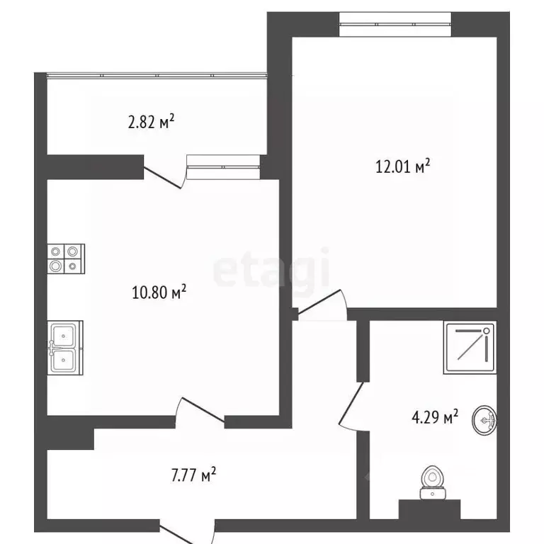 1-к кв. Крым, Симферопольский район, Молодежное пгт ул. Парковая (37.7 ... - Фото 1