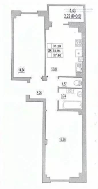 2-к кв. Псковская область, Псков ул. Юности, 32 (57.2 м) - Фото 2