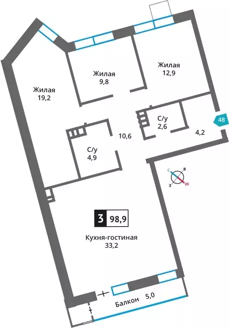 3-комнатная квартира: Московская область, городской округ Красногорск, ... - Фото 1