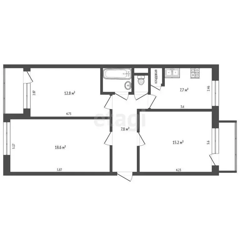3-комнатная квартира: Вологда, улица Маршала Конева, 4Б (66.5 м) - Фото 0