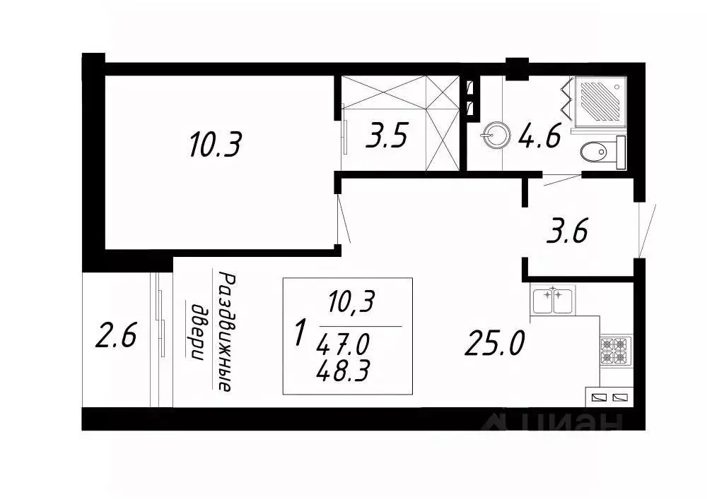 1-к кв. Ставропольский край, Ессентуки Озеро жилой комплекс (48.3 м) - Фото 1
