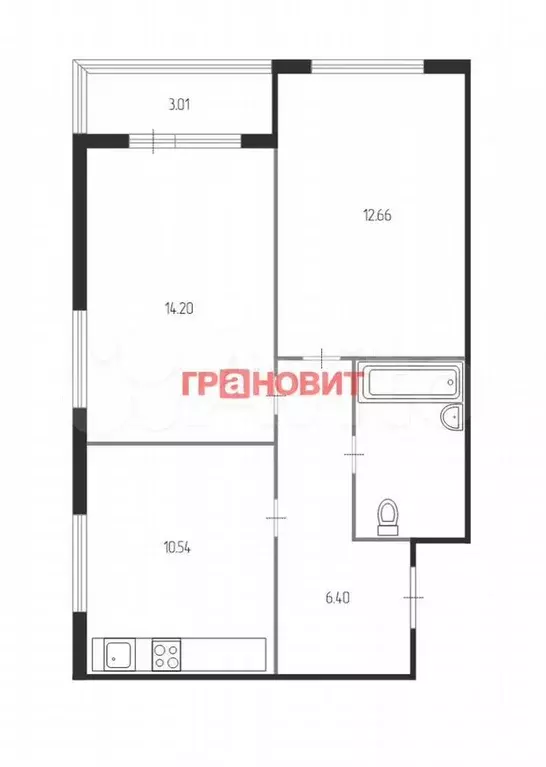 2-к. квартира, 51 м, 3/18 эт. - Фото 0