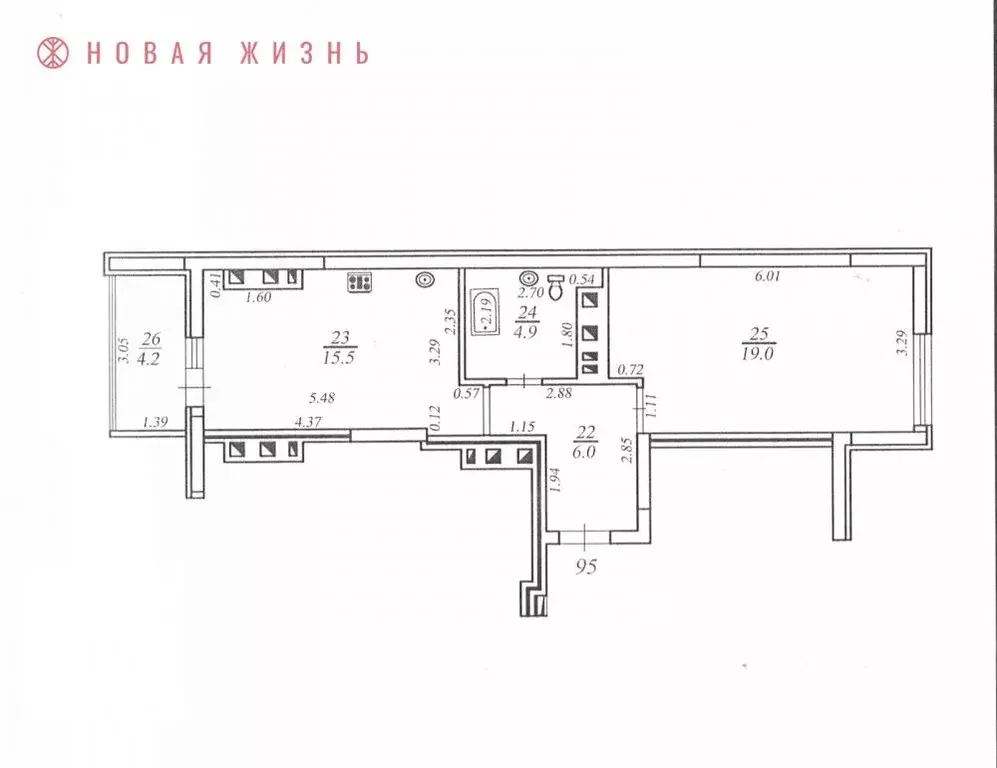 1-к кв. Самарская область, Самара ул. Гастелло, 30 (45.4 м) - Фото 1