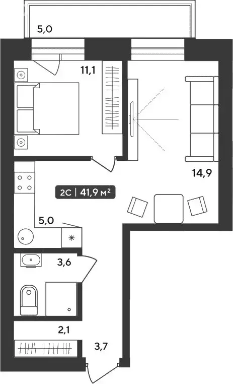 2-комнатная квартира: Октябрьский, жилой комплекс Альпийский квартал, ... - Фото 1