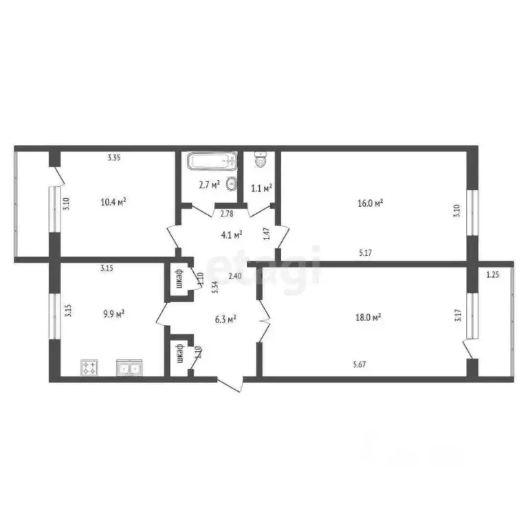 3-к кв. Забайкальский край, Чита ул. Богомягкова, 62 (68.7 м) - Фото 1