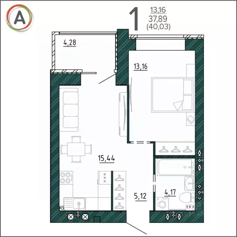 1-к кв. Брянская область, Брянск ул. Ульянова, 24 (40.03 м) - Фото 0