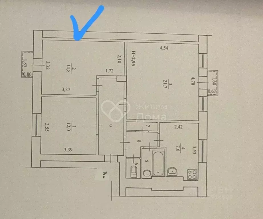 3-к кв. Волгоградская область, Волгоград ул. Северный городок, 1 (49.5 ... - Фото 2