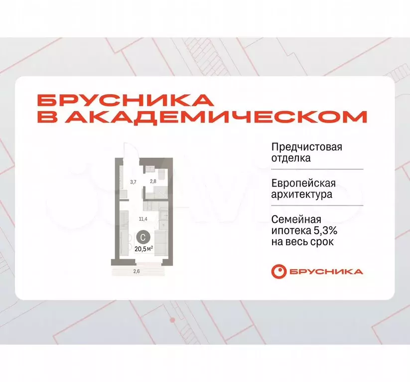 Квартира-студия, 20,5 м, 4/9 эт. - Фото 0