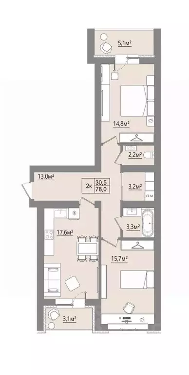 2-к кв. Воронежская область, Рамонский район, с. Ямное ул. Багратиона, ... - Фото 1