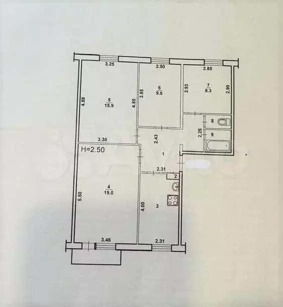 4-к. квартира, 73,5 м, 2/5 эт. - Фото 0