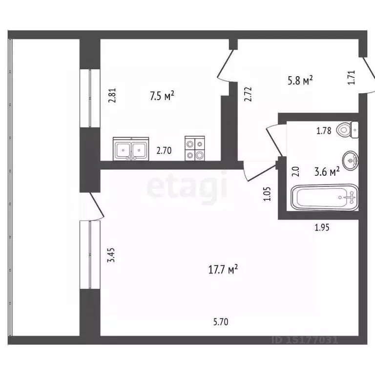 1-к кв. Ямало-Ненецкий АО, Новый Уренгой просп. Мира, 24 (34.6 м) - Фото 1