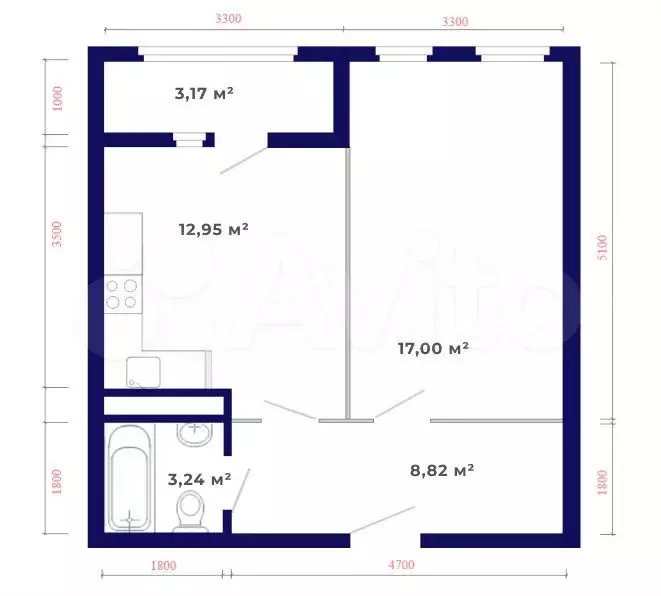 1-к. квартира, 45,2 м, 9/9 эт. - Фото 1