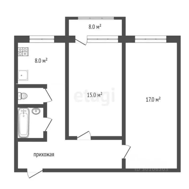 2-к кв. Московская область, Клин ул. 60 лет Октября, 5 (53.3 м) - Фото 2