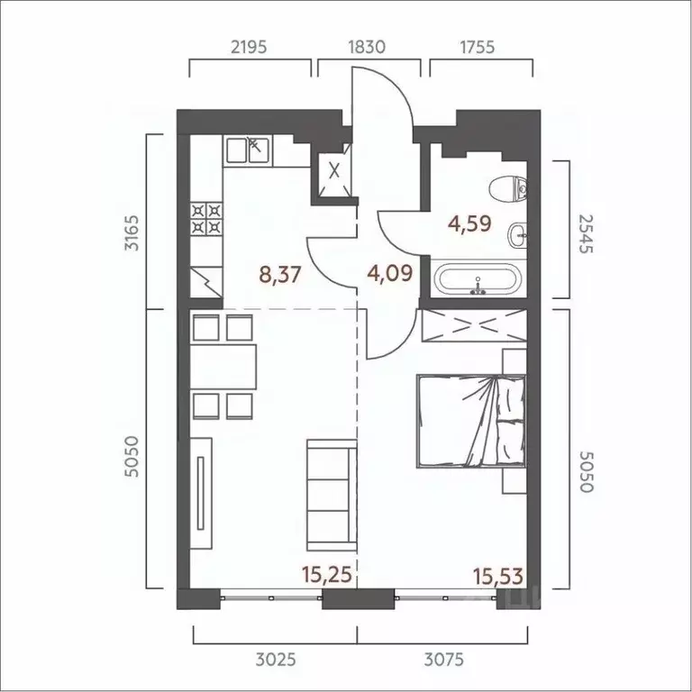 1-к кв. Иркутская область, Иркутск ул. 6-я Советская, 2 (47.83 м) - Фото 0