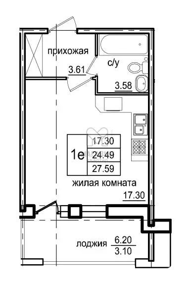 Квартира-студия: Санкт-Петербург, Планерная улица, 87к1 (24.49 м) - Фото 0