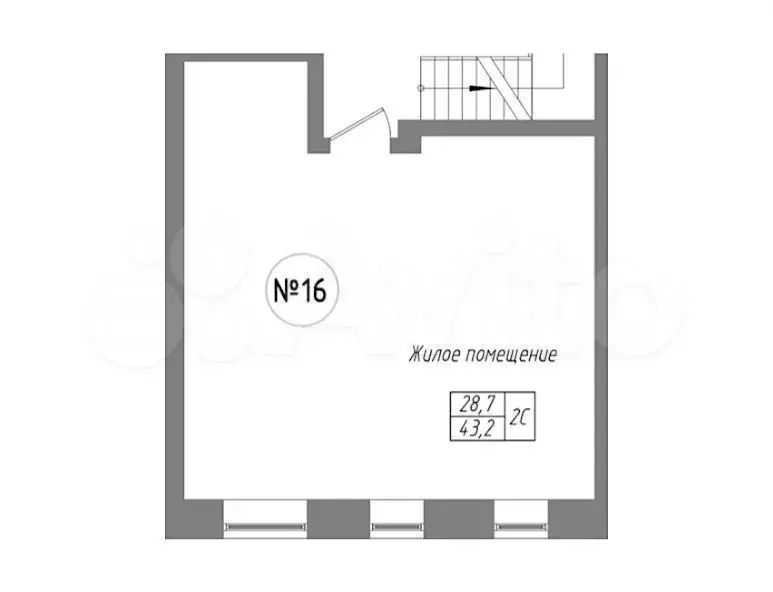 2-к. квартира, 43,2 м, 2/4 эт. - Фото 1