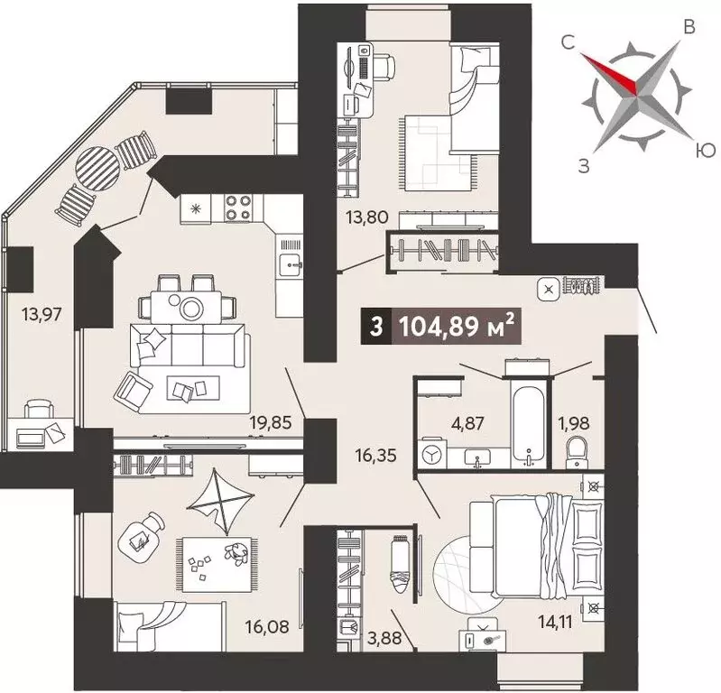 3-комнатная квартира: Пенза, улица 8 Марта, 31к5 (104.89 м) - Фото 0