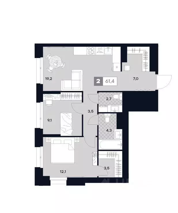 2-к кв. Москва Лодочная ул., 27К2 (61.4 м) - Фото 1