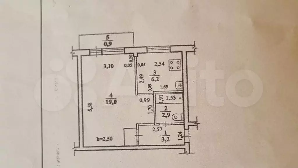 1-к. квартира, 31,3 м, 3/5 эт. - Фото 0