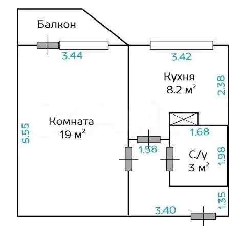 1-к. квартира, 37,7 м, 13/17 эт. - Фото 0