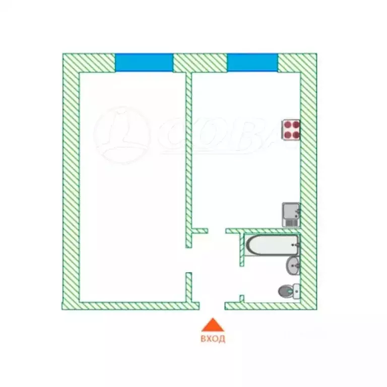 1-к кв. Тюменская область, Тюмень Олимпийская ул., 8 (34.4 м) - Фото 1