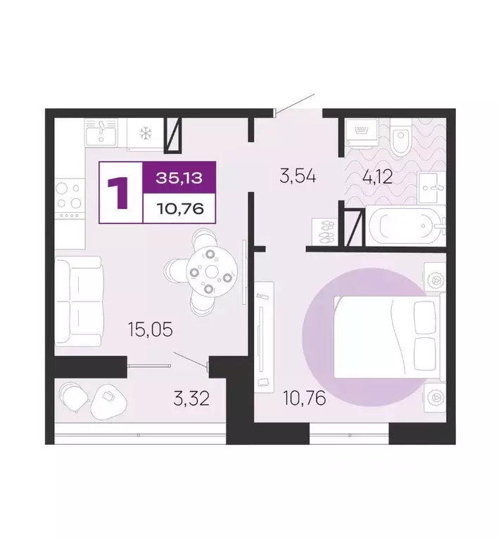 1-к кв. Брянская область, Брянск ул. А.К. Толстого, 3Б (35.13 м) - Фото 1